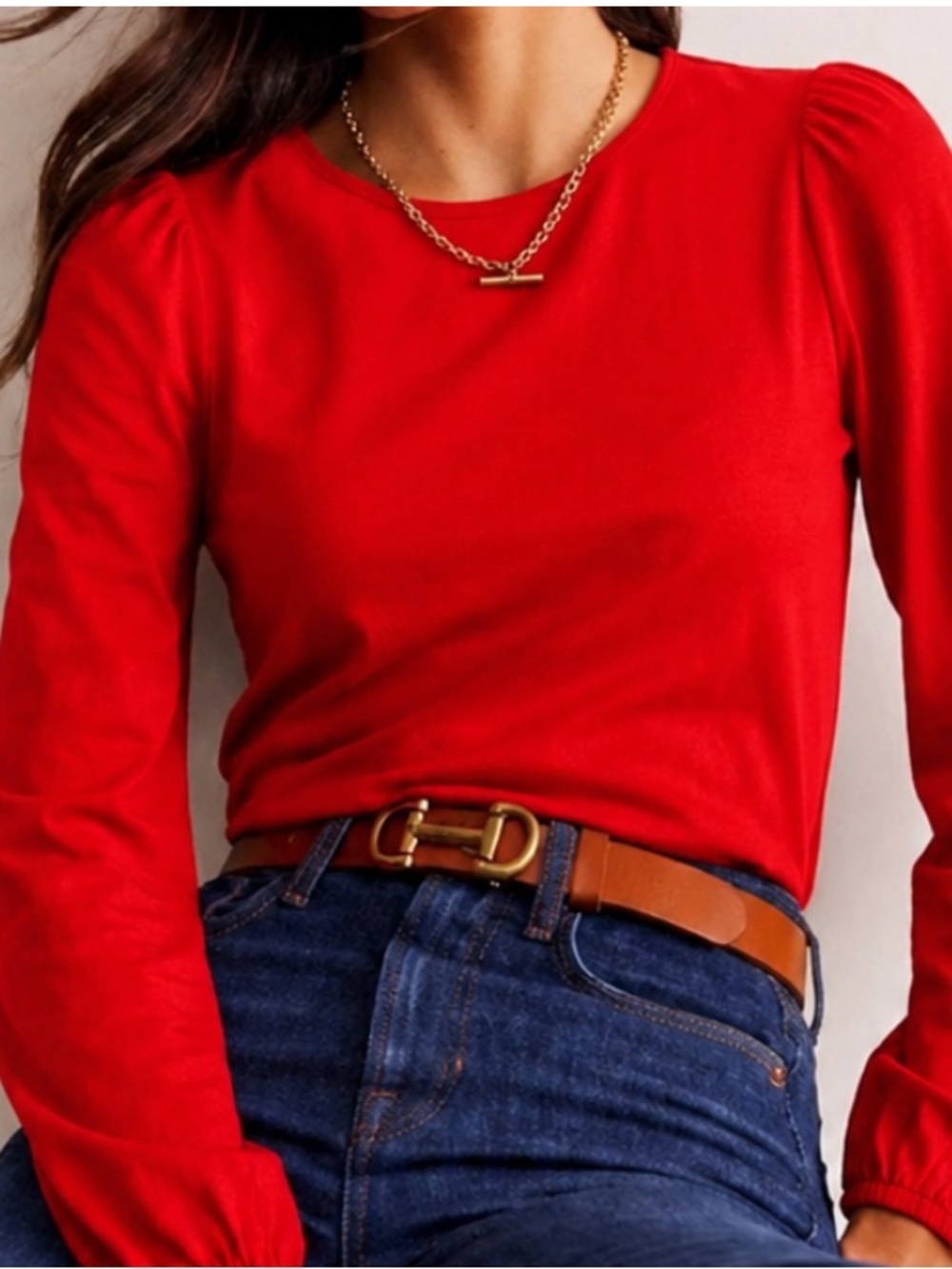 Boden Supersoft Puff Shoulder Long Sleeve T-Shirt Top